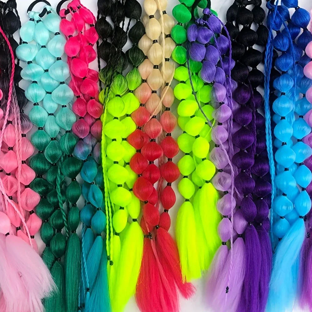 Synthetic 1Pcs Colored Hair Extensions, Behufun Lightweight Colored Hair Extensions for Bubble Ponytail Extension with Hair Tie