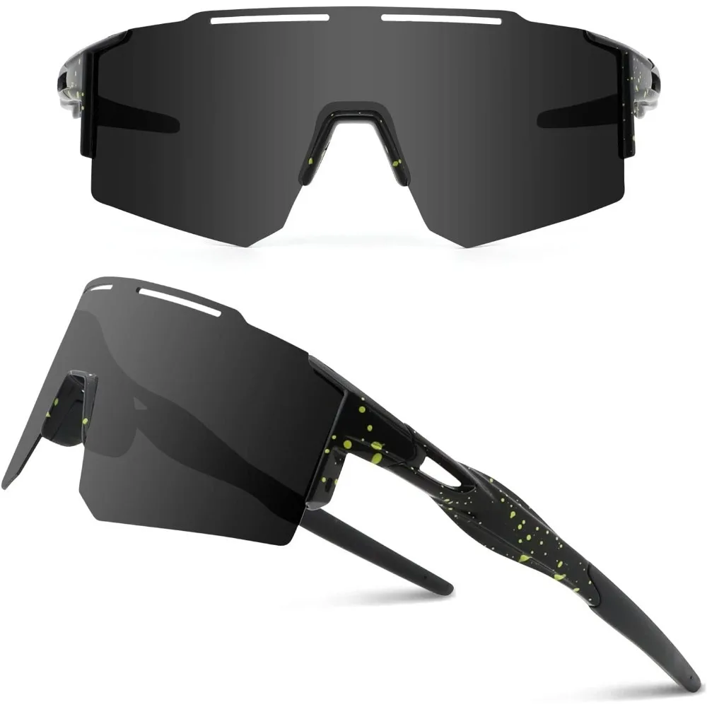 

Ukoly Cycling Sunglasses for Men Women with 3 Interchangeable Lenses, Polarized Sports Sunglasses, Baseball Sunglasses