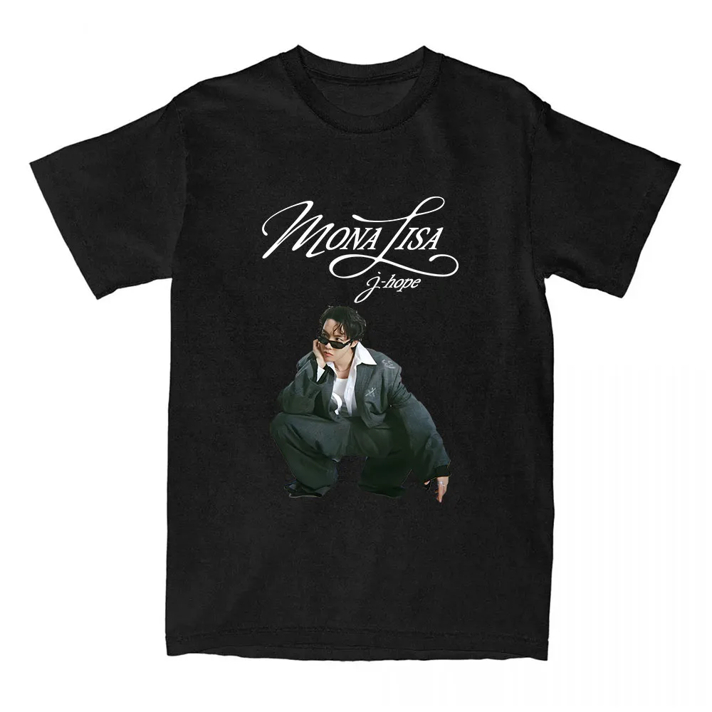 Mona Lisa Single T-shirt J-hope Korean Boys Band Member Graphic Tshirts Cotton Summer Short Sleeve T Shirt for Tees