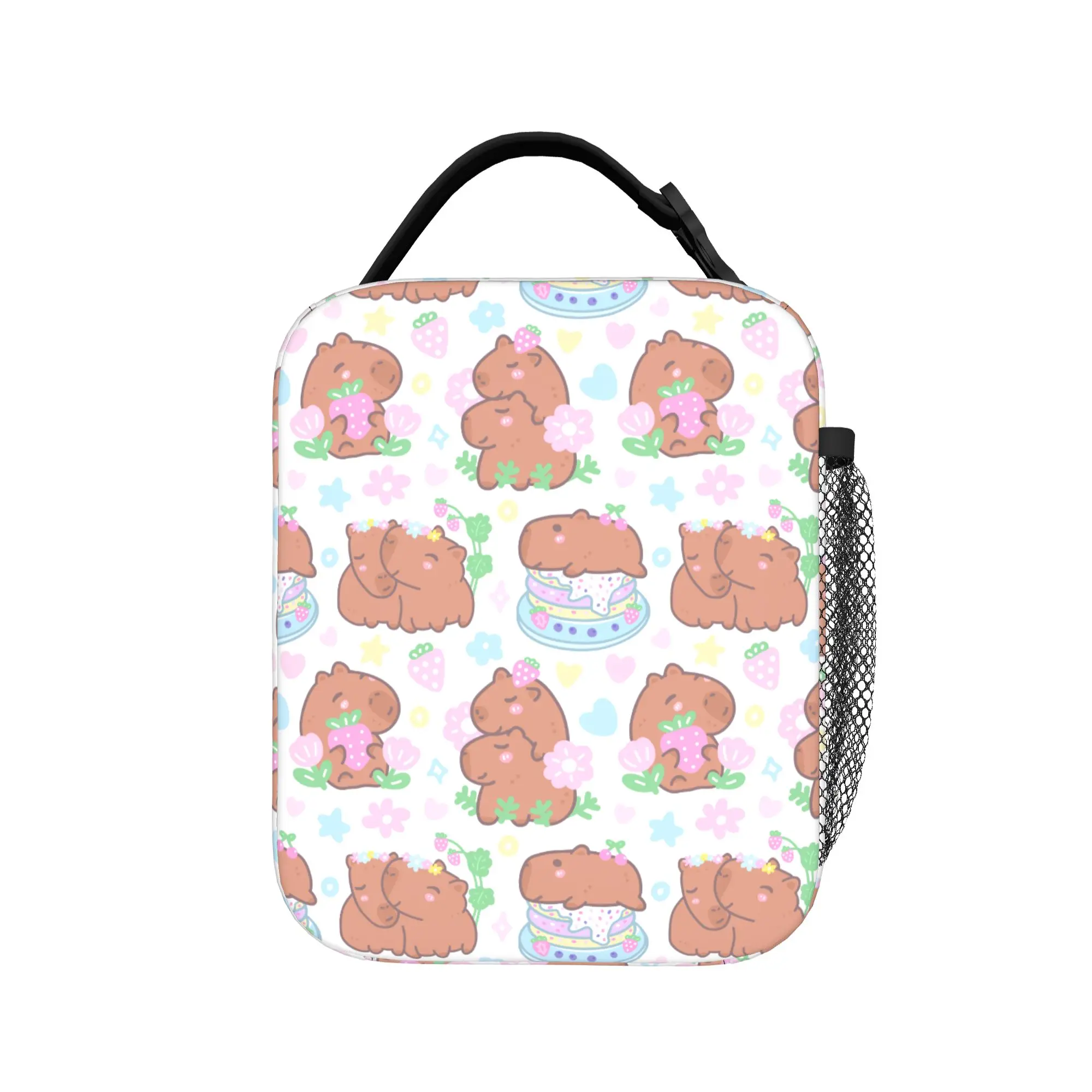 Capybara Cartoon Thermal Insulated Lunch Bag for School  Portable Bento Box Thermal Cooler Food Box