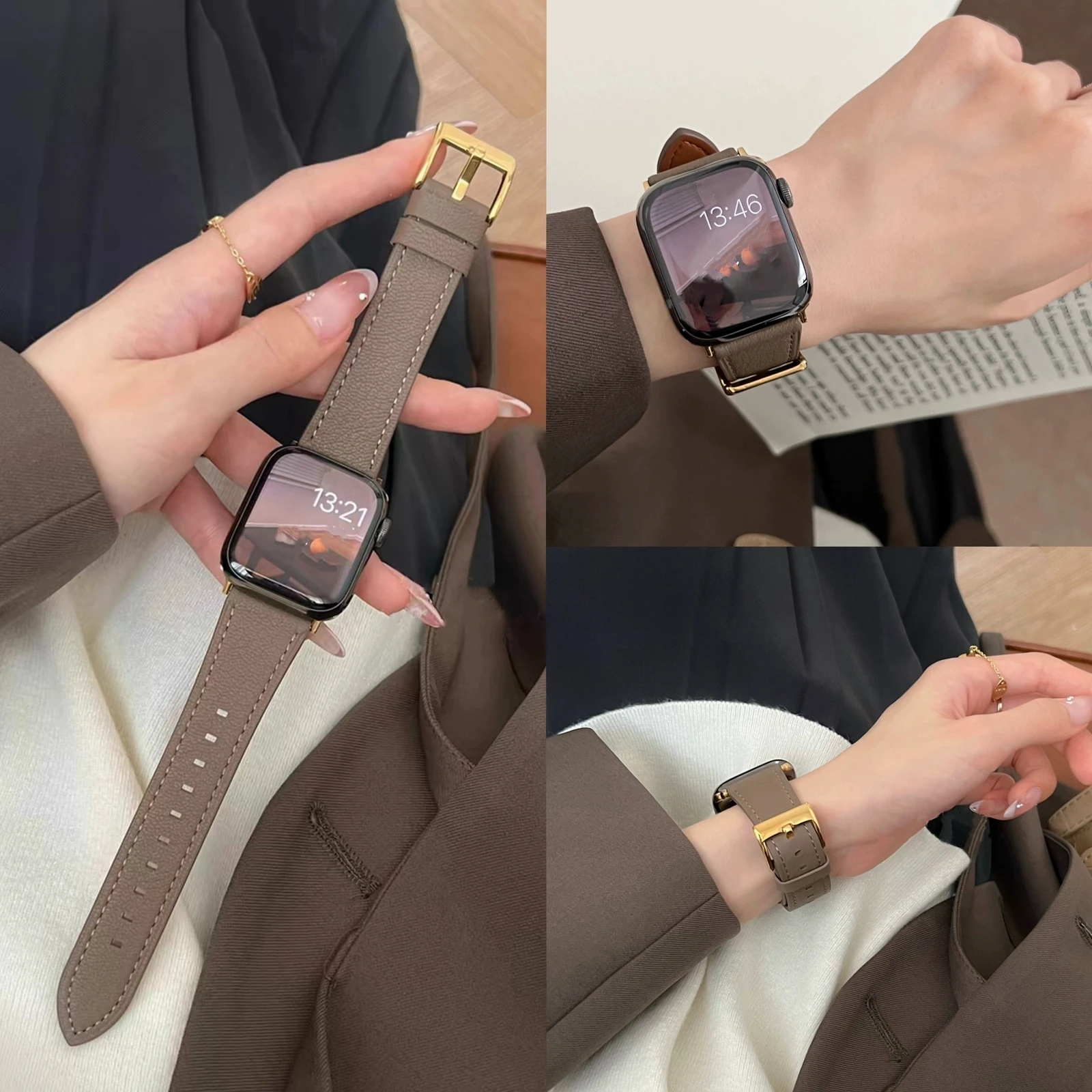 

Кожаный ремешок для Apple Watch, спортивный ремешок для женщин, 38 мм, 40 мм, 41 мм, 42 мм, 44 мм, 45 мм, 46 мм, 49 мм, ремешок для IWatch