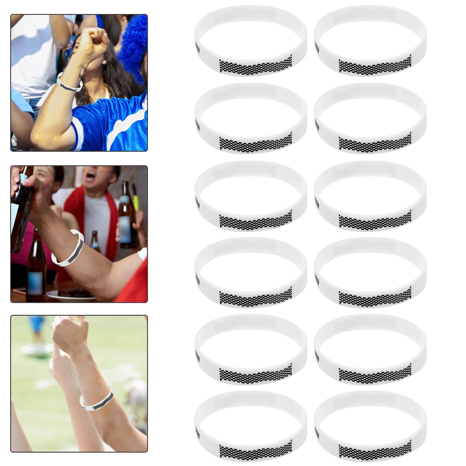 

12Pcs Silicone Racing Wristbands Checkered Flag Bracelets Sports Themed Accessories for Fans Events Racing Car Wristbands