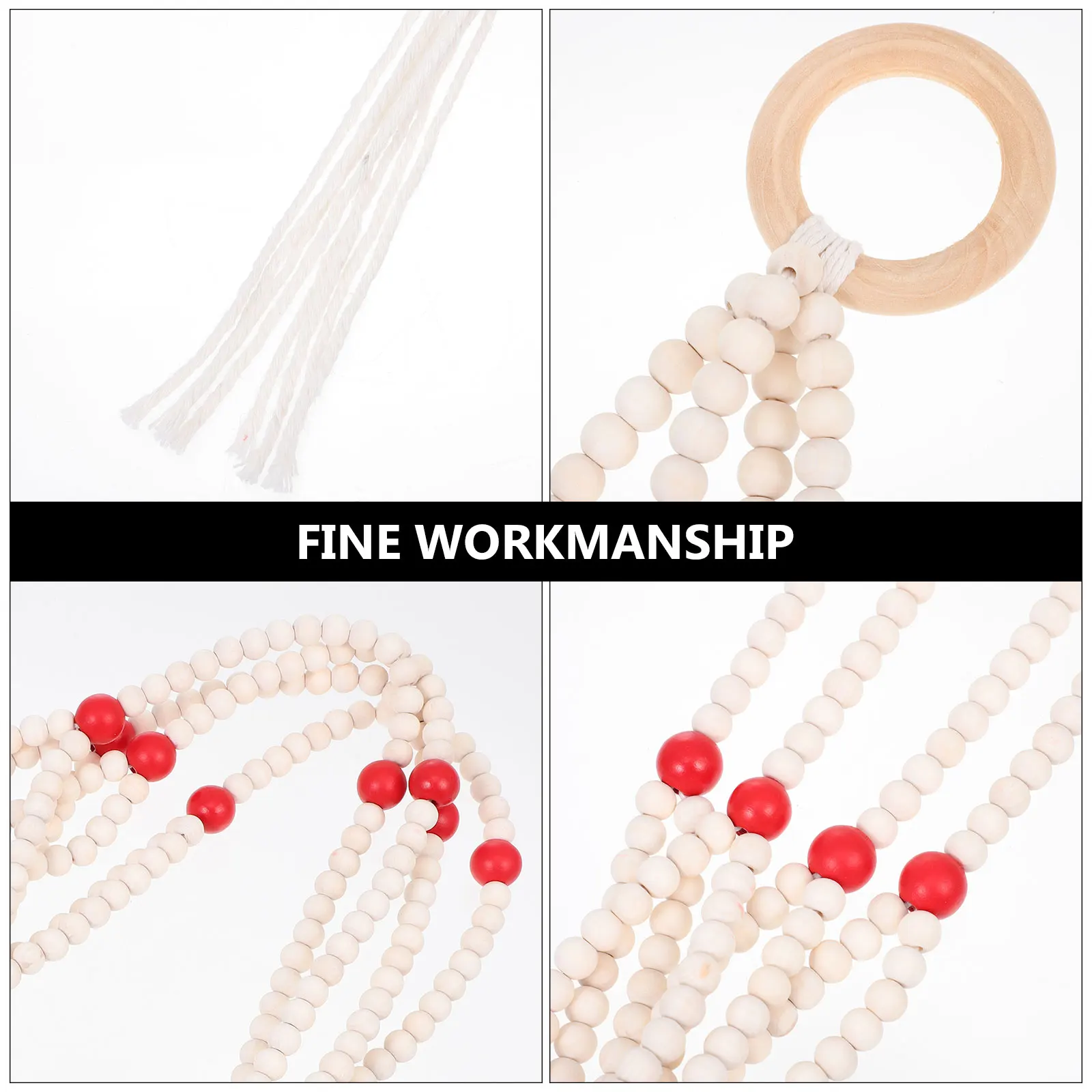 

Wall Mount Plant Hanger Natural Wood Beaded Design Hanging Decor for Home Patio Kitchen Macrame Planter Hanger