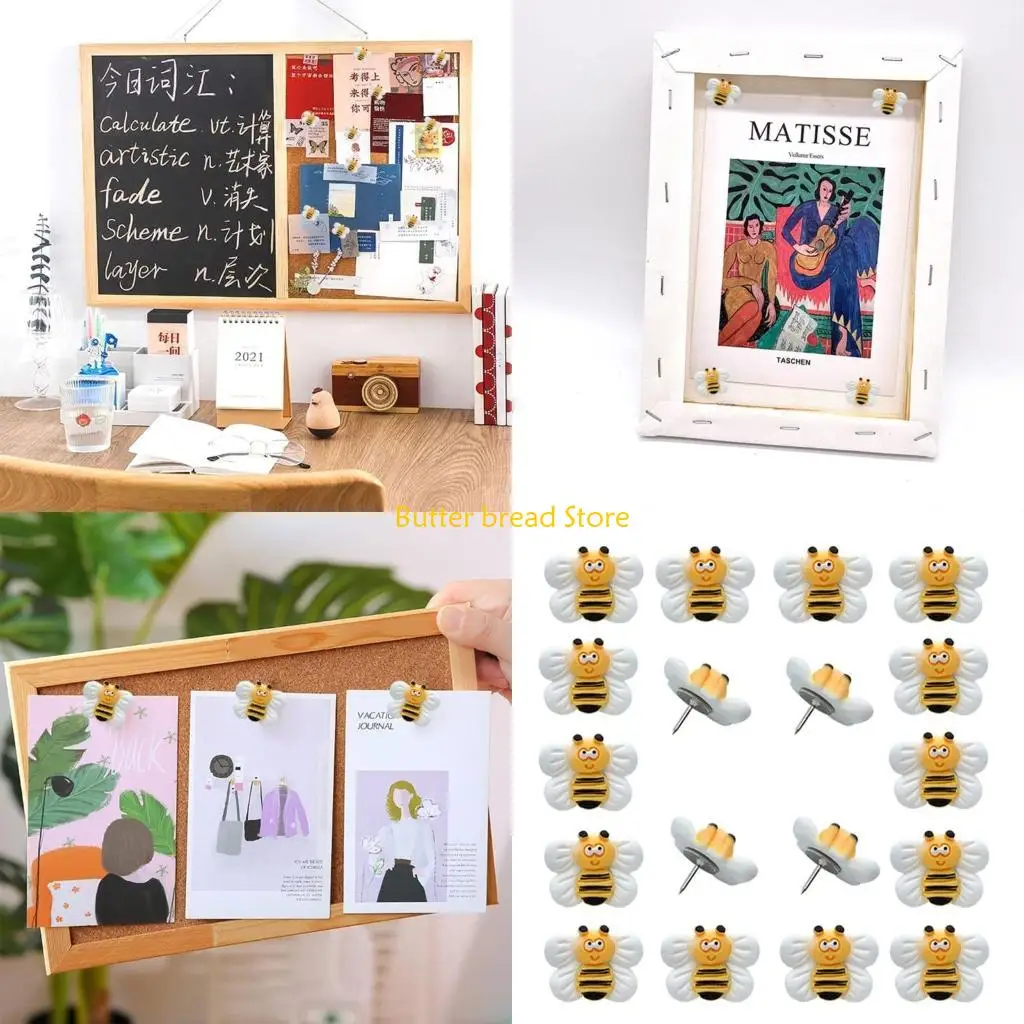 

W89C 25x канцелярские кнопки в виде пчелы, милые кнопки для большого пальца в виде пчелы, декор-нажимные кнопки, булавки для для