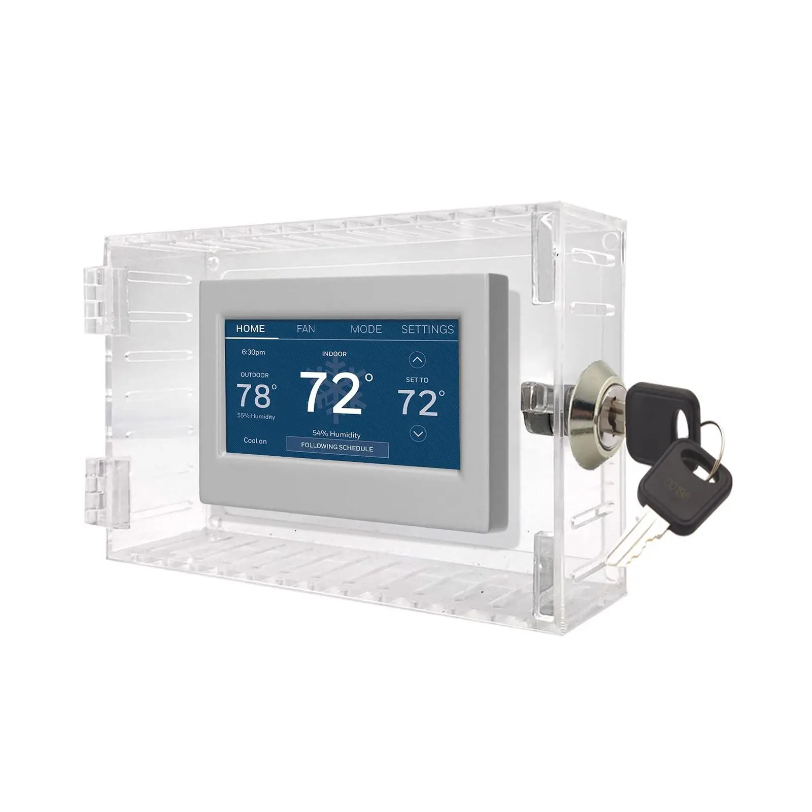Thermostat Locking Box Thermostat Cover Protective Transparent Universal with 2Pcs Keys for Hotels Restaurants Home