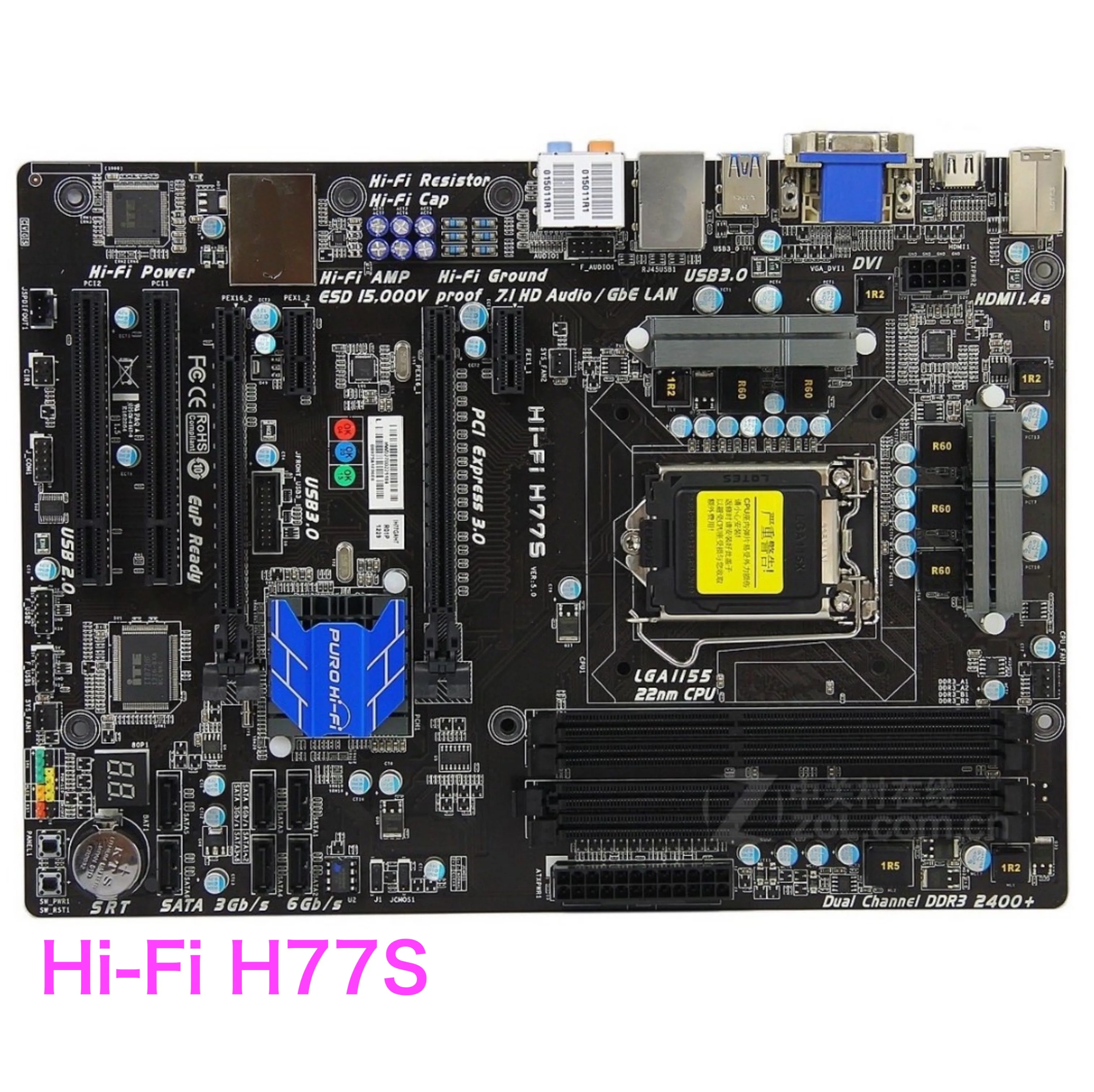 Suitable For BIOSTAR Hi-Fi H77S Motherboard LGA 1155 DDR3 ATX H77 Mainboard 100% Tested OK Fully Work