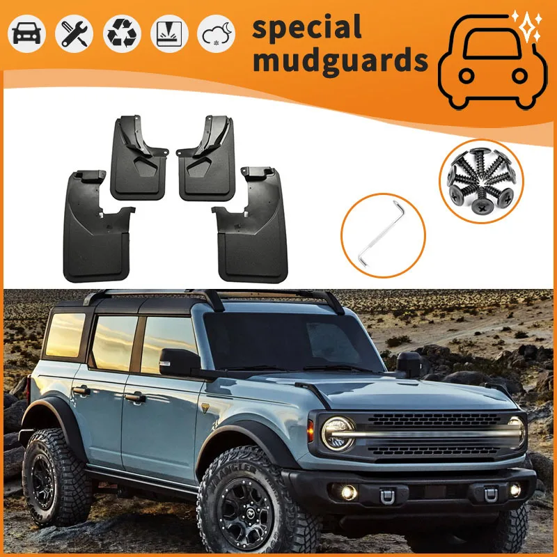 

For 22-23 Ford Bronco models Mudguards Fender Mudflaps Front Rear Flares Splash Guards Cover Car Accessorie