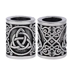 Fashion 1pcs Antique Silver Round Bead Viking Knots Runes Beads for Beard Hair Pendant Bracelets DIY Large Hole Hair Beads