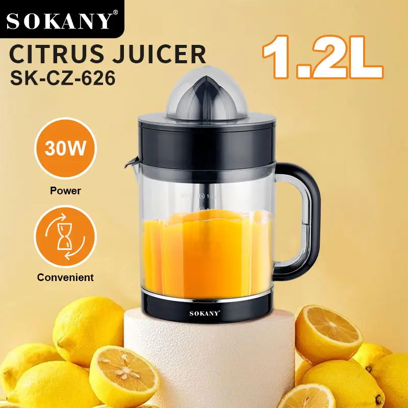 Sokany 1.2L Large Capacity Multifunctional Automatic Orange Juicer Easy to Squeeze Juice Electric Citrus Juice