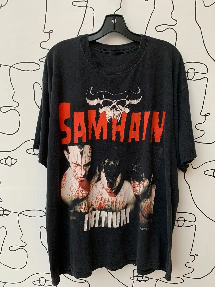 เสื้อยืดพิมพ์ลายเลือดสำหรับ KH5621 1999 danzig Samhain inium ภาพกราฟฟิกใส่ได้ทั้งชายและหญิง