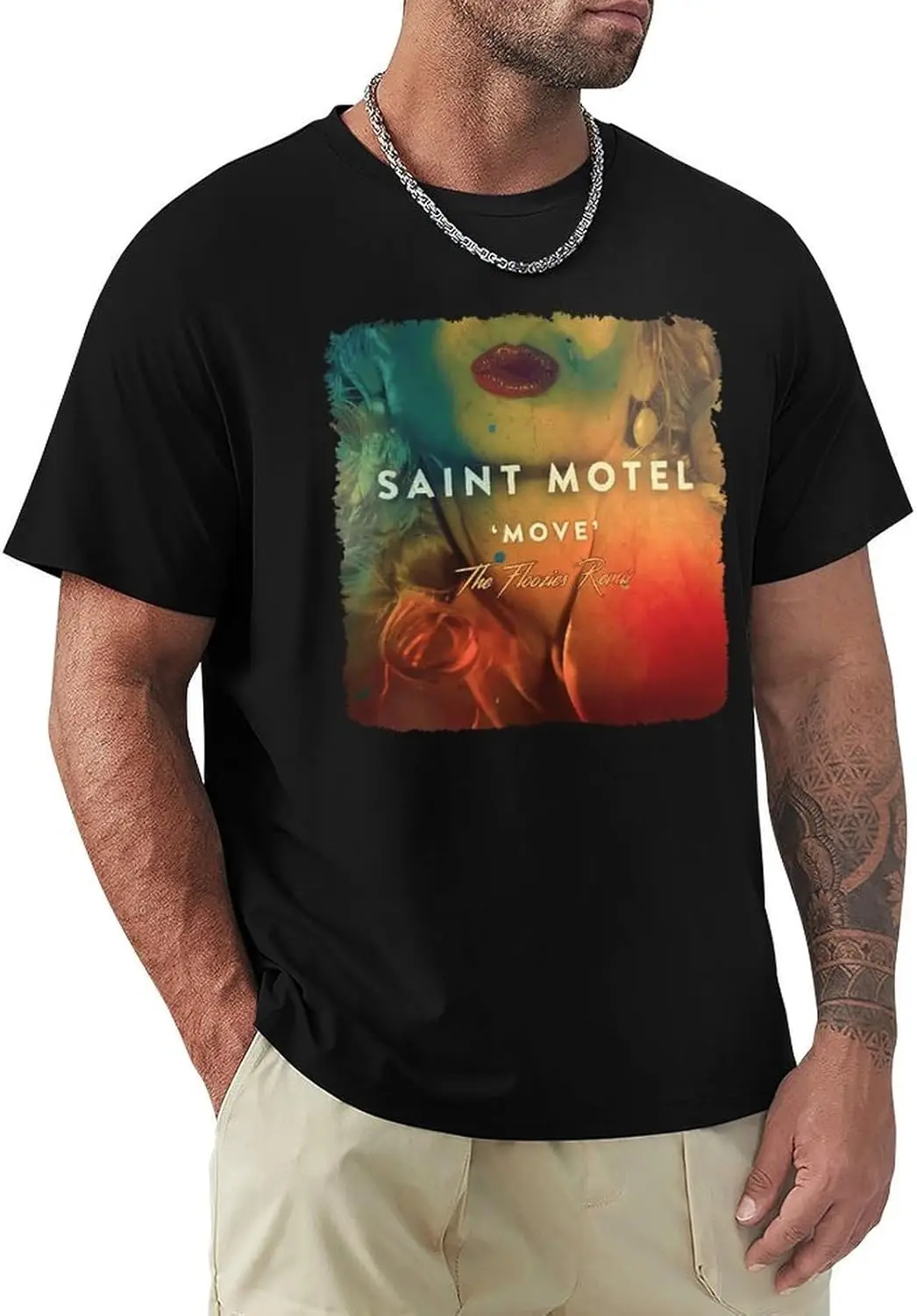 Saint Music Motel Band T Shirt Mens Novelty Tee Cotton Loose Short Sleeves T-Shirts