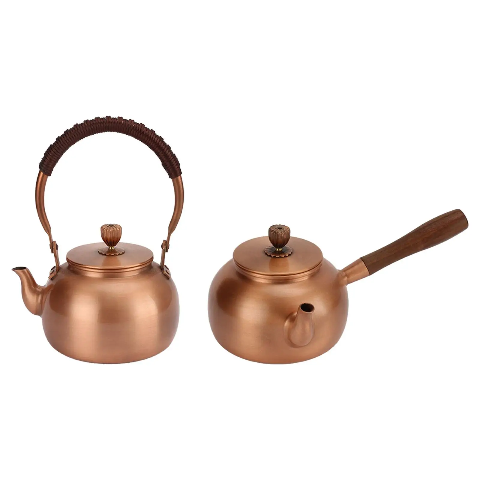 Copper Tea Kettle for Ceramic Cooktop 600ml Teapot Thick Handmade Boiling Water Pot for Camping Picnic Kitchen Family Use Party