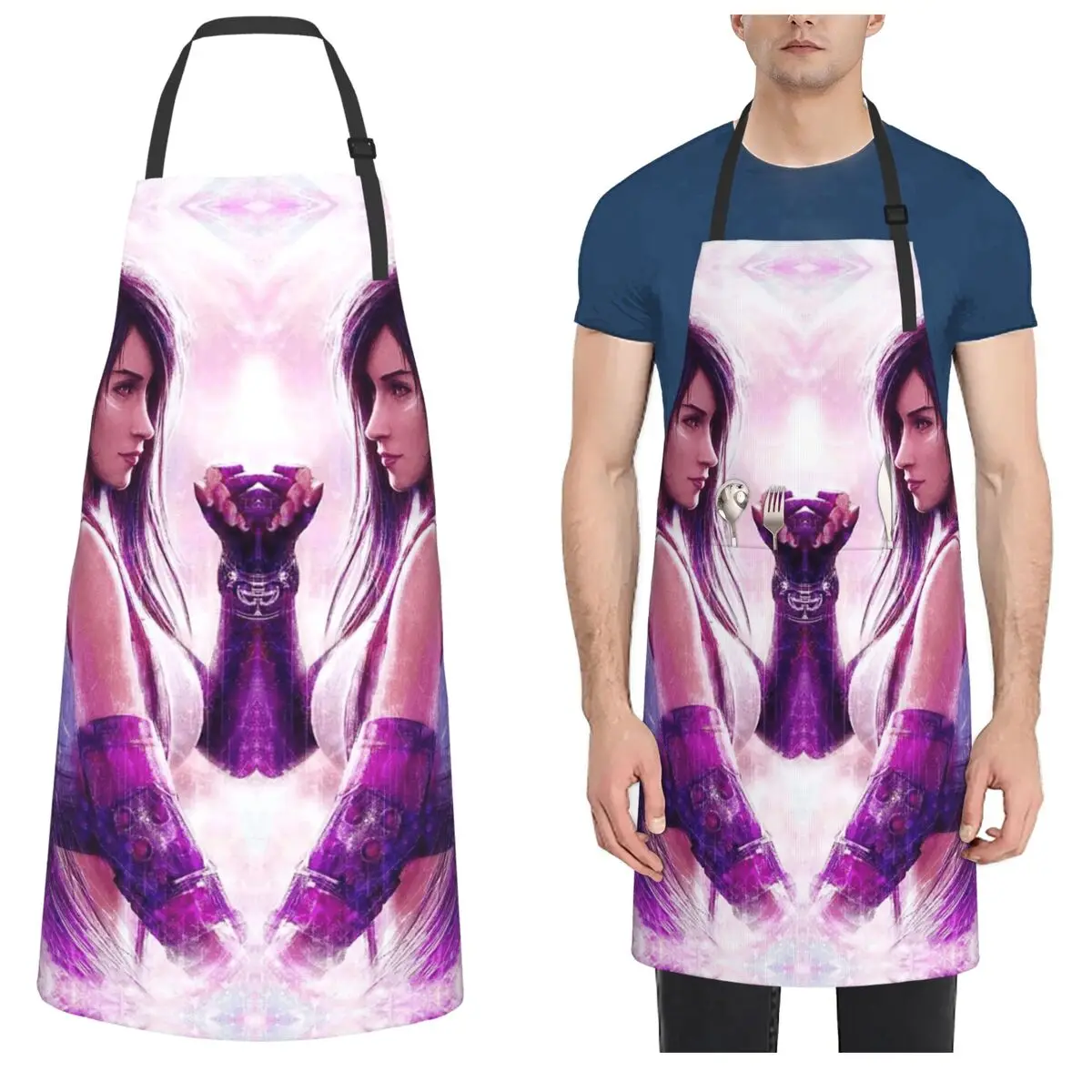 

Tifa Lockhart-Final Fantasy 7 Ff7Remake Ffvii Final Apron Chef Cooking Baking Tablier Kitchen Cleaning Pinafore for Women Men
