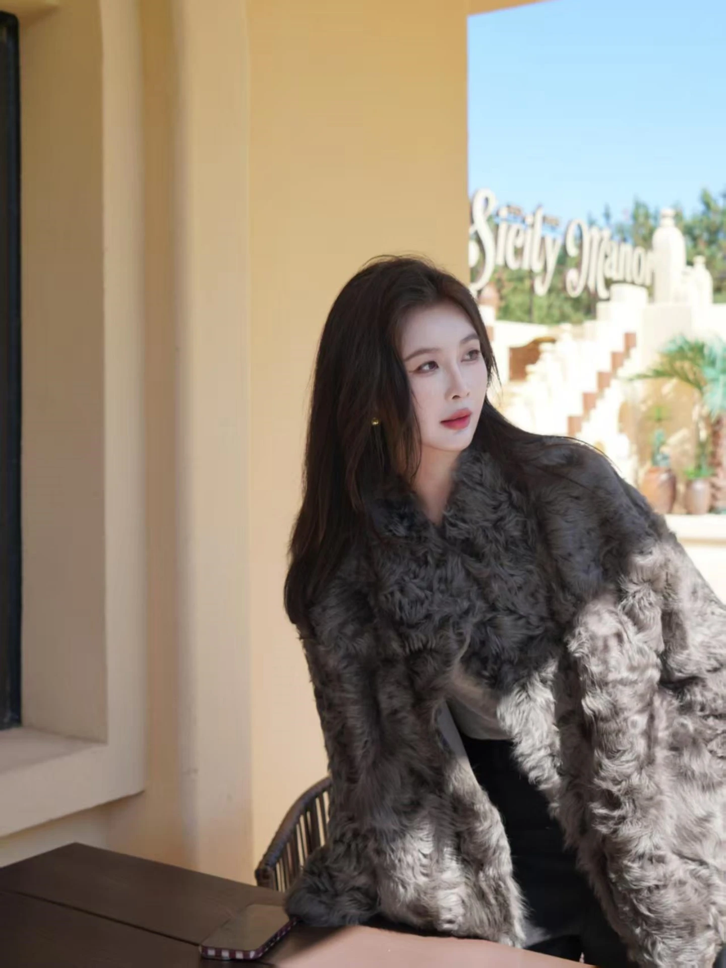 Autunno Inverno Nuovo Sle Piccolo Lago eep Ricci Pelliccia Pelle Jaet Allentato di Lusso Faion di Media Lunghezza Tuta Sportiva da Donna