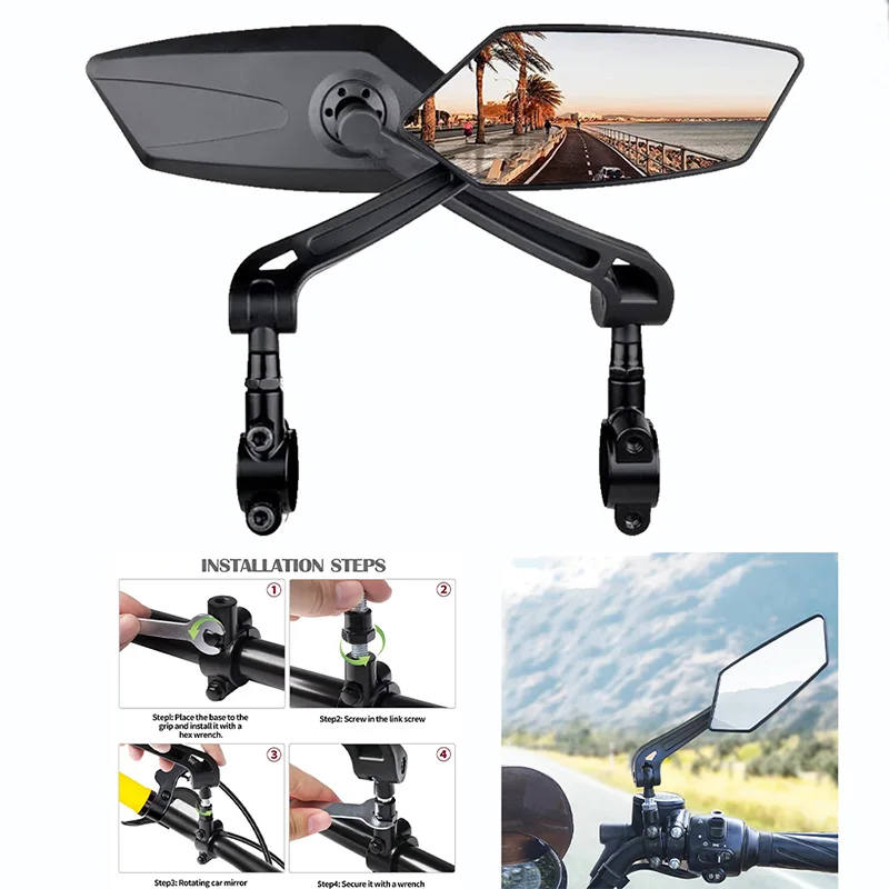 

Motorcycle mirror, scooter, electric bicycle, rearview mirror, motorcycle flat mirror, 360 degree adjustable reflective mirror,