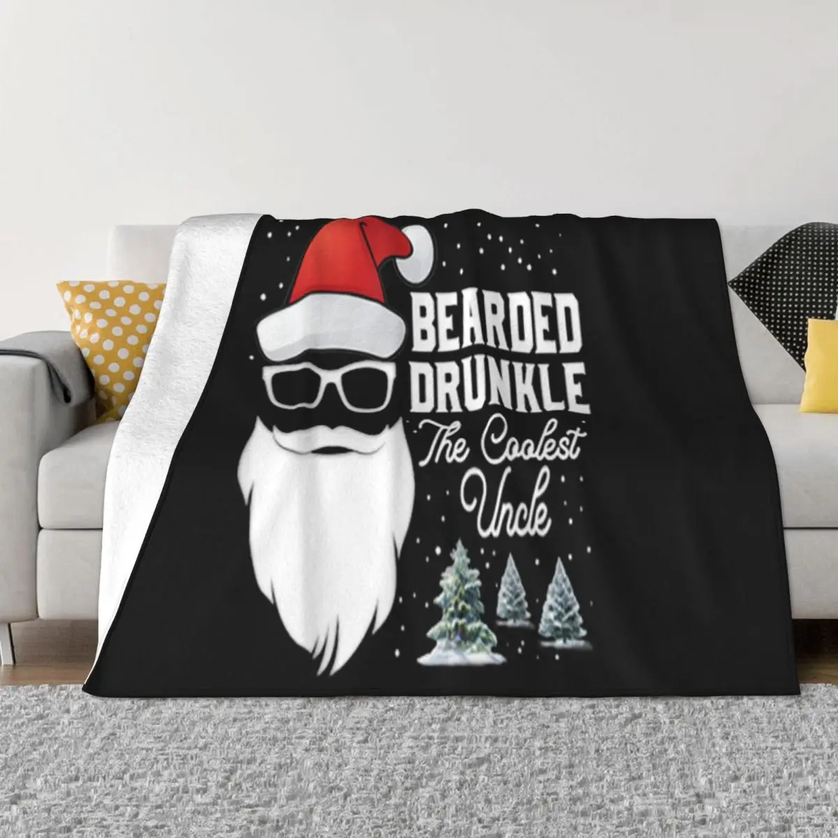 Nice Funny Bearded Drunkle Drunk Uncle Christmas Pure Male Brand Sale Womens Vacation Slogan Throw Blanket