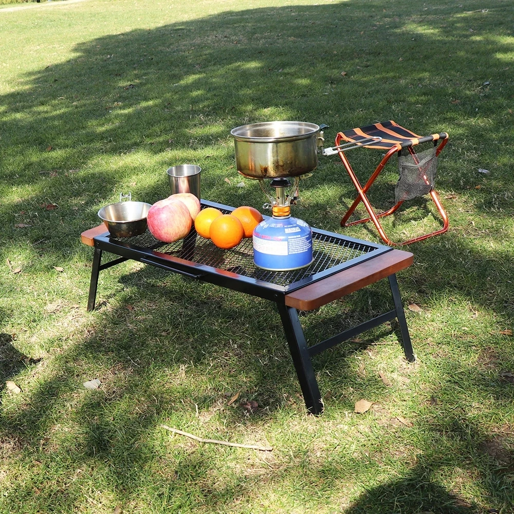 Przenośny Ultralight Camping BBQ stół siatkowy stół z uchwytem biurko podróży piknik odkryty grill składany stół netto