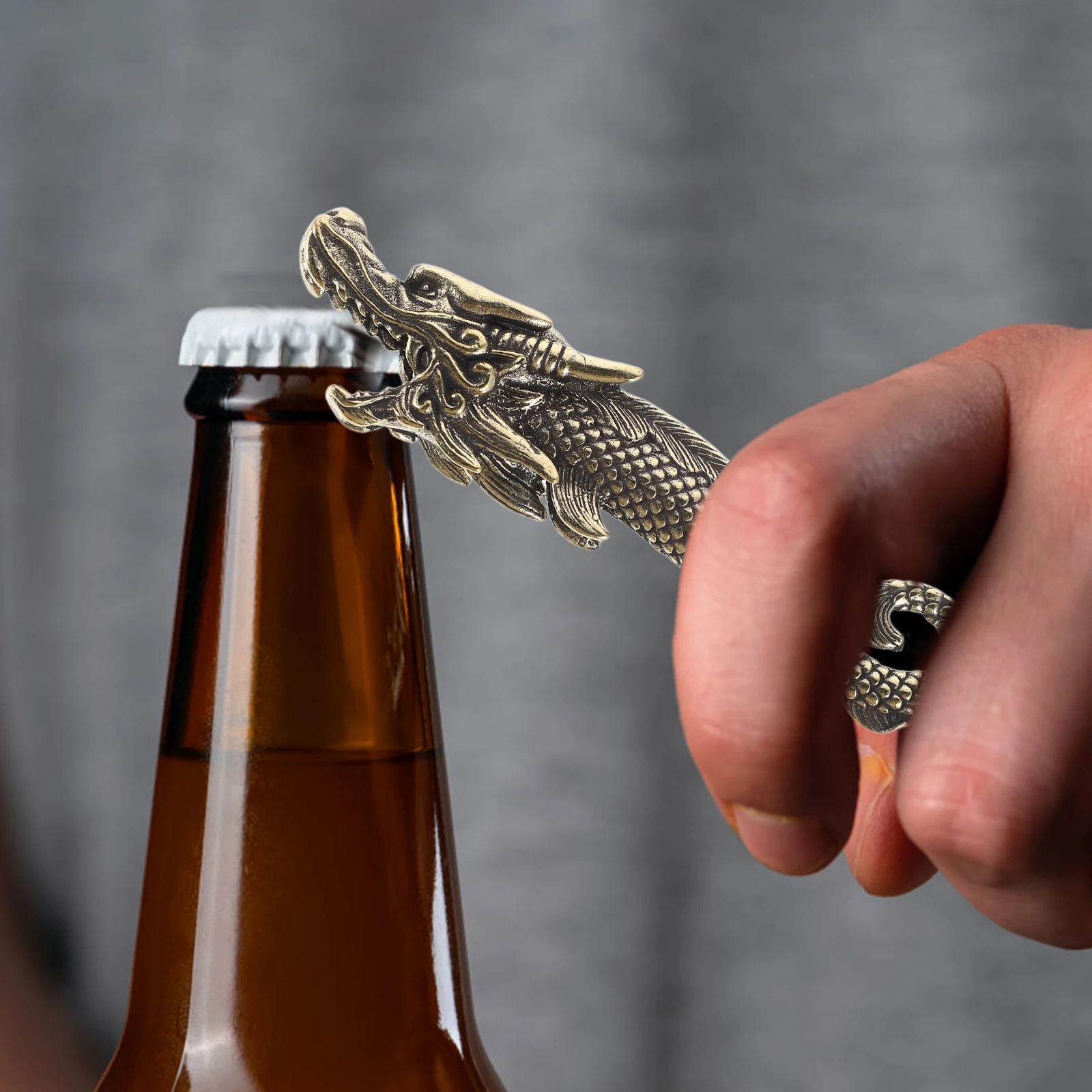 

Brass Dragon Bottle Opener Vintage Key Chain Dark Brown Pub Decor Accessories Beer Tool Soda Cap Opener Kitchen Bar Item