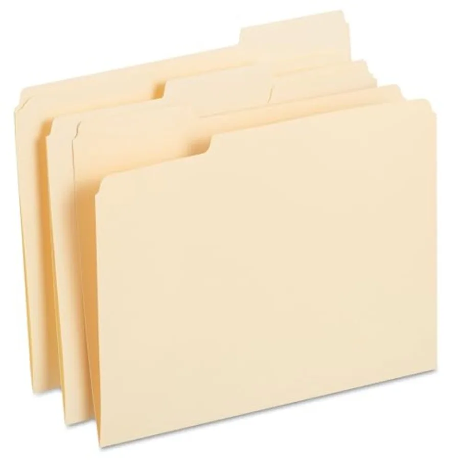 

Reinforced File Folders Letter Size 1/3‑Cut Tabs Assorted Positions Heavy‑Duty Construction 250/Box
