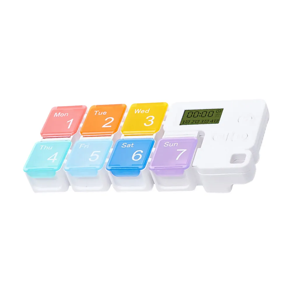 

Умный электронный органайзер для таблеток: еженедельный контейнер для лекарств, портативный, износостойкий, безопасный, герметичный дизайн для пожилых людей, помощь при запоминании