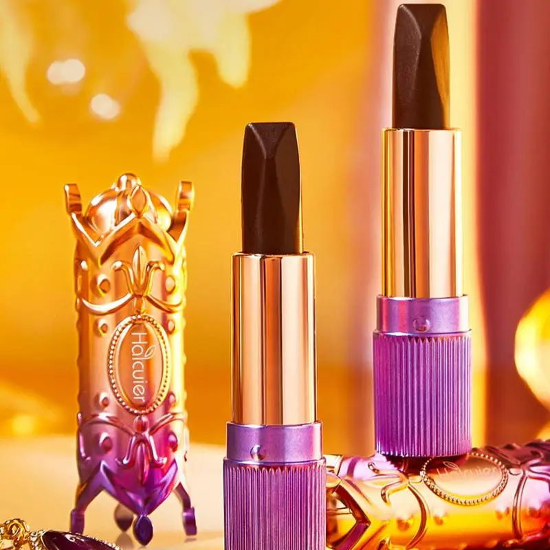 Rossetto a prova di sbavature Set di rossetti magici lucidalabbra con illusione in oro viola Set di rossetti a triplo colore per uso quotidiano fantasia