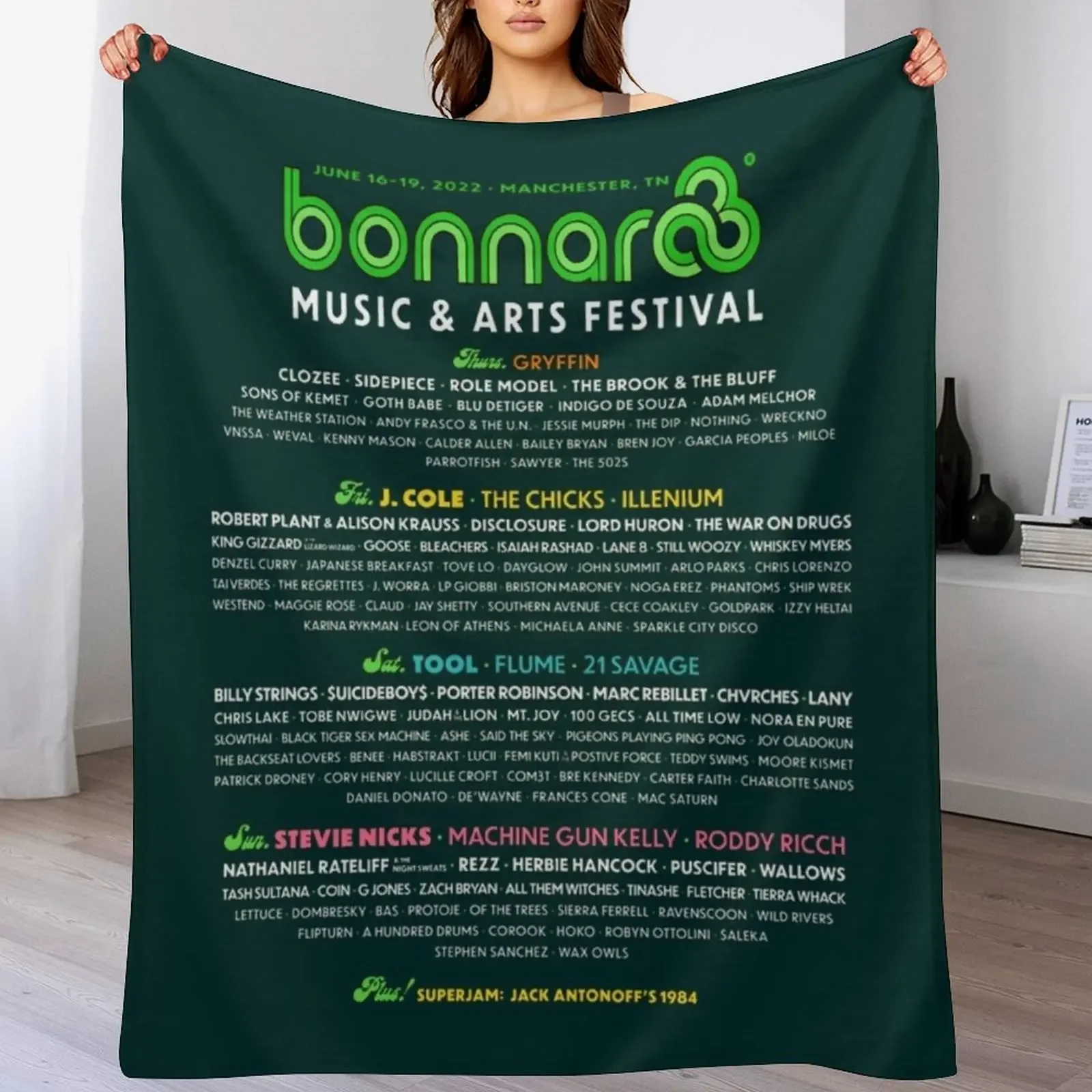 Bonnaroo Music Festival 2022 Line-Up Throw Blanket Summer heavy to sleep Luxury Furry Blankets