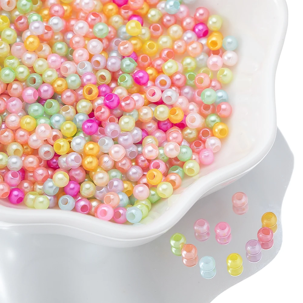 500pcs Colorful Imitation Pearl 3mm Round Plastic ABS Loose Seed Beads for DIY Jewelry Making Dress Needlework Beading Materials