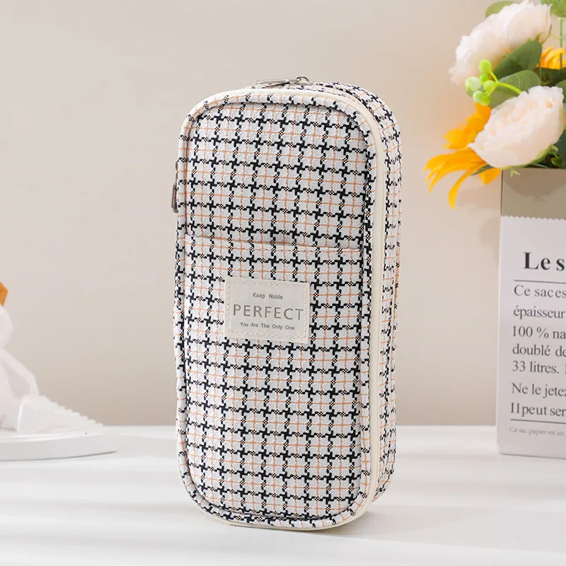 The New Double Layer Large Capacity Pen Bag Is Ins High Appearance Horizontal Multifunctional Composite Cloth Pen Box