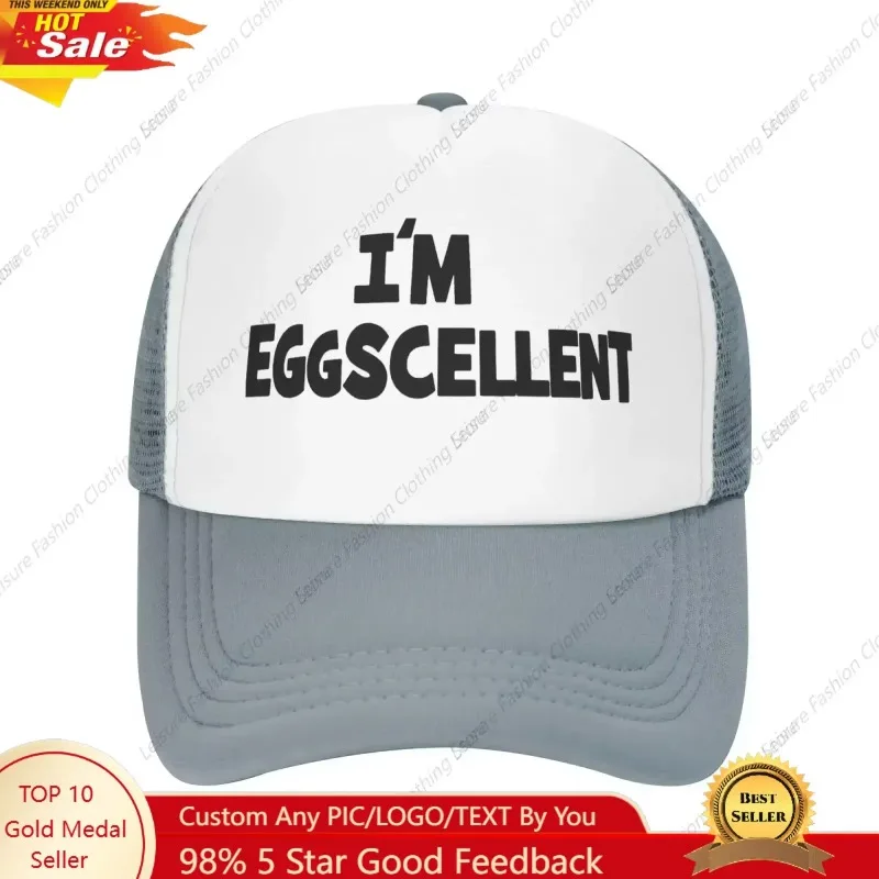 

I'm Eggscellent Baseball Hats for Men Women Adjustable Dad Trucker Hat Outdoor Daily Leisure Caps