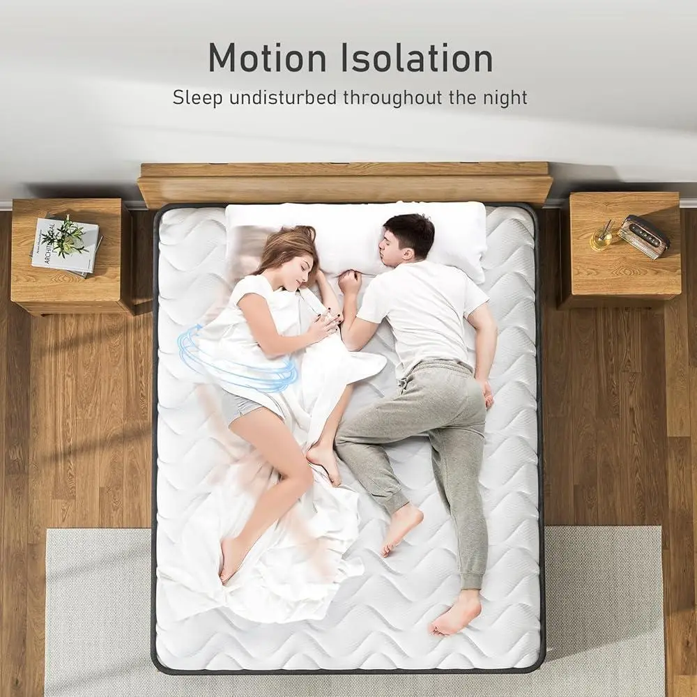 クイーン ハイブリッド インナースプリング マットレス 12 インチ プラッシュフォーム スプリング マットレス ボックス入りベッド 圧力軽減 冷却 通気性 耐久性