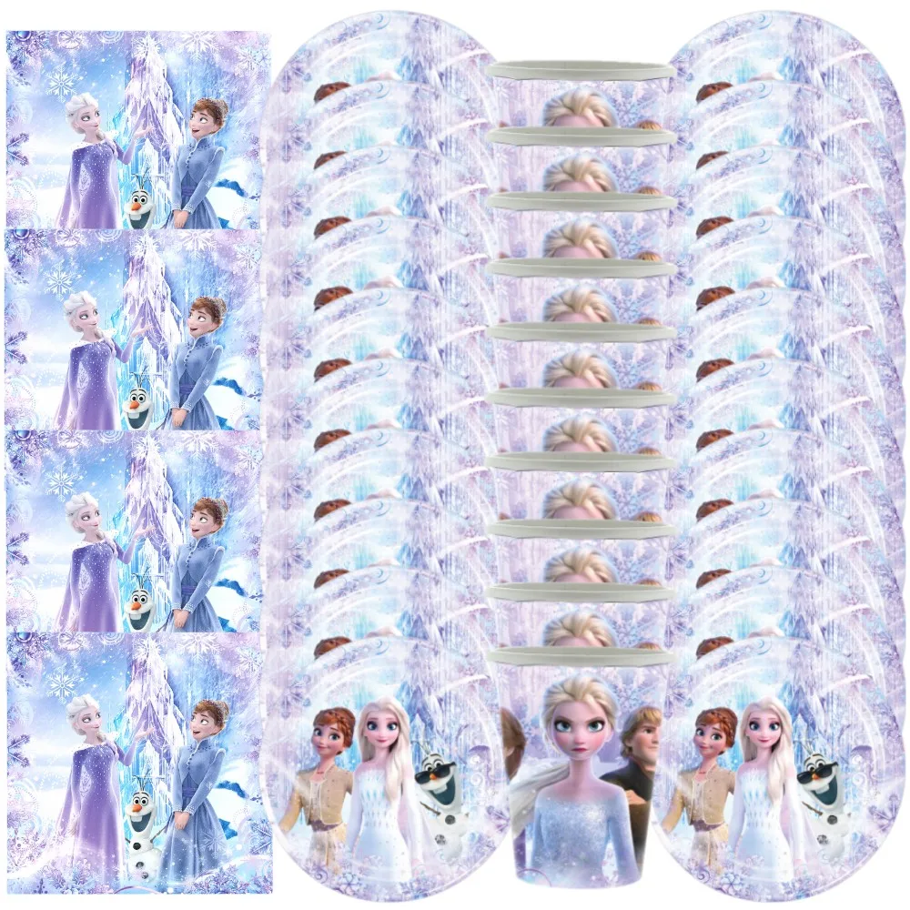 Frozen Elsa Anna Theme Kids Birthday Decoration Snow Queen Cup Plate Napkin Tableware Balloons Girls Birthday Party Supplies Set