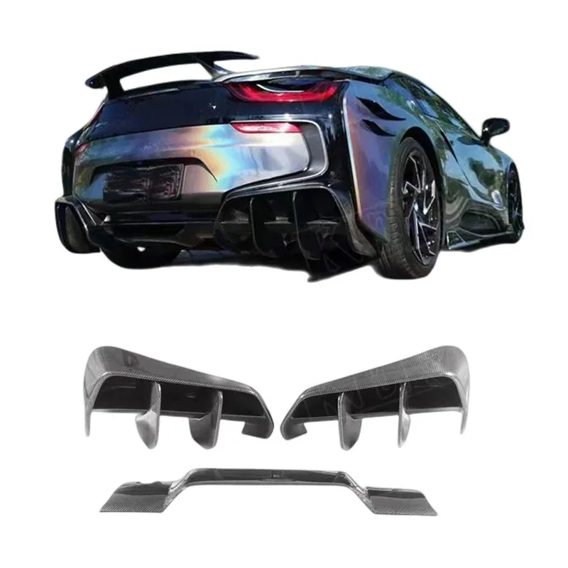 

For I8 EB Style Carbon Fiber Rear Bumper Diffuser Front Bumper Edge Rear Spoiler Side Skirt Body Kit