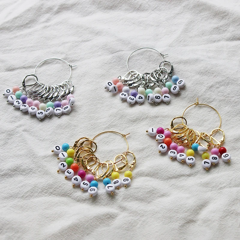 

Crochet Latch For DIY Craft Marker Kits Knitting Tools Number 0-9 Beads Mixed Shell Pendant Knitting Stitch Markers