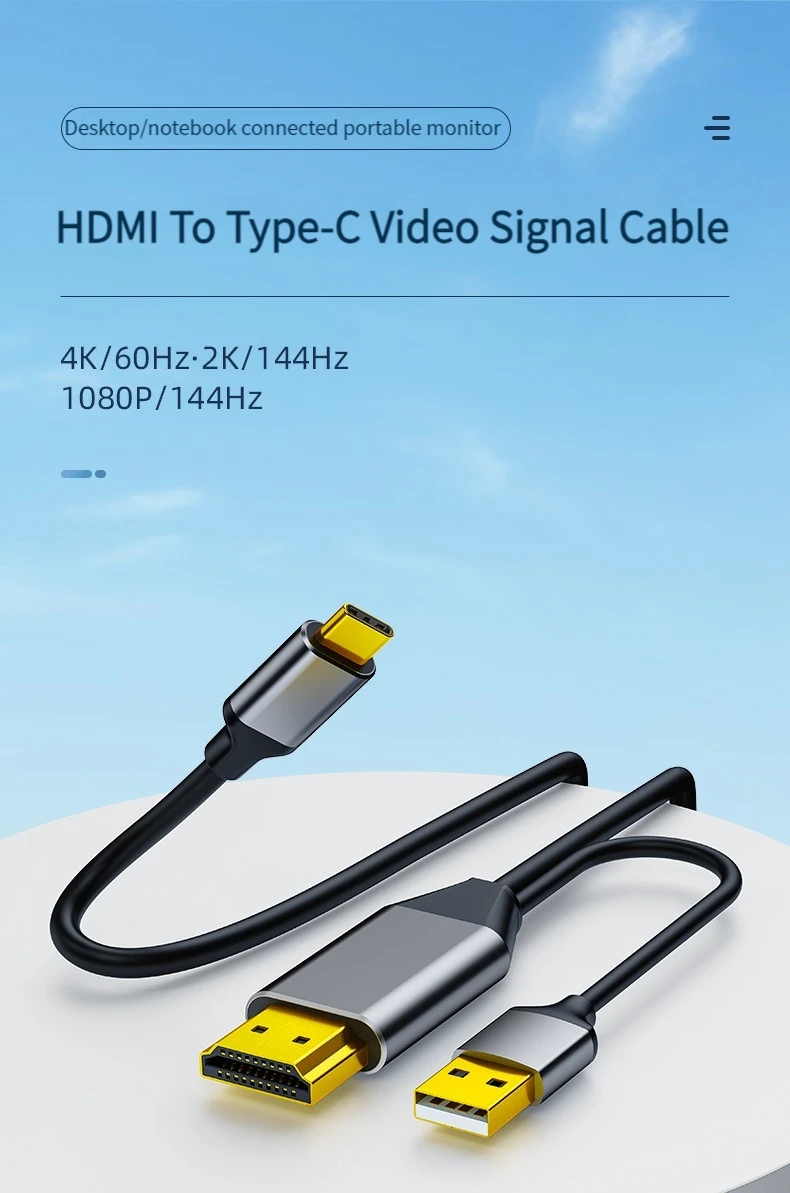 HDMI-Stecker auf USB-Typ-C-Buchse, 4K@60Hz, HDMI-auf-USB-C-Adapter für Laptop, HDMI-Ausgang, Verbindung Typ C3.1, Eingang des Monitor – Detail 2