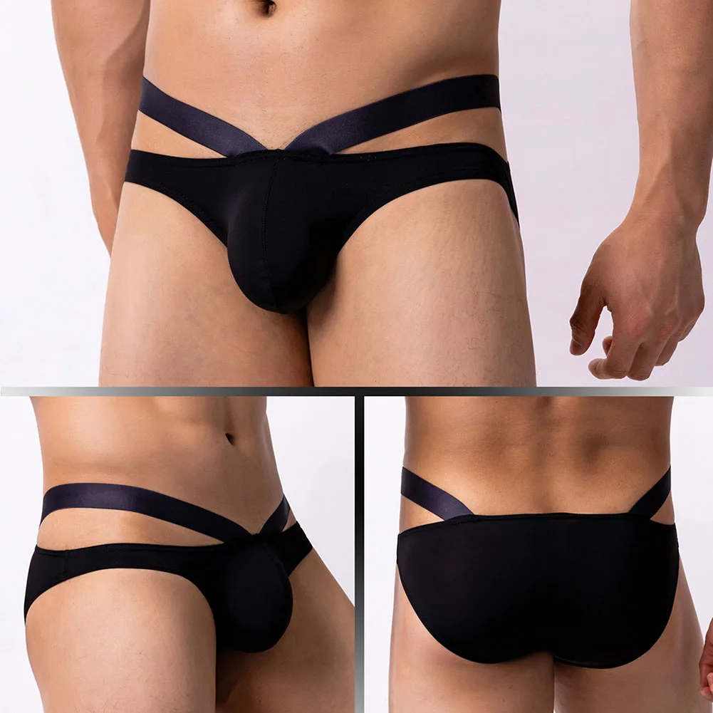 Men Solid Color Ice Silk Breathable Pouch Underwear Underpants Panties Briefs Low Waist Men's Underwear Briefs Slip For Men