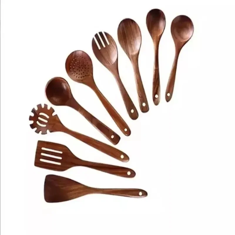 Natural Acacia Wooden Non-Stick Cooking Tools Set Household Kitchen Supplies