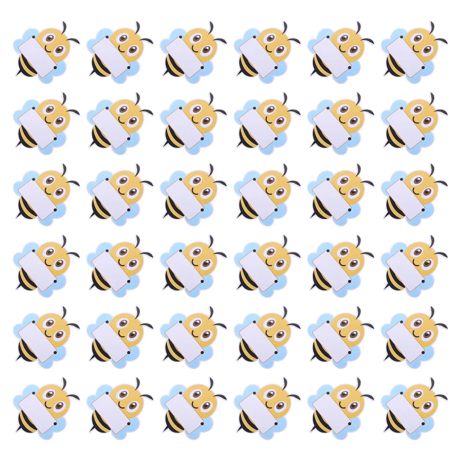 48Pcs Bee Name Stickers Tear Resistant Cartoon Labels for School Items Classroom Decorations Bee Paper Tags Cartoon Labels