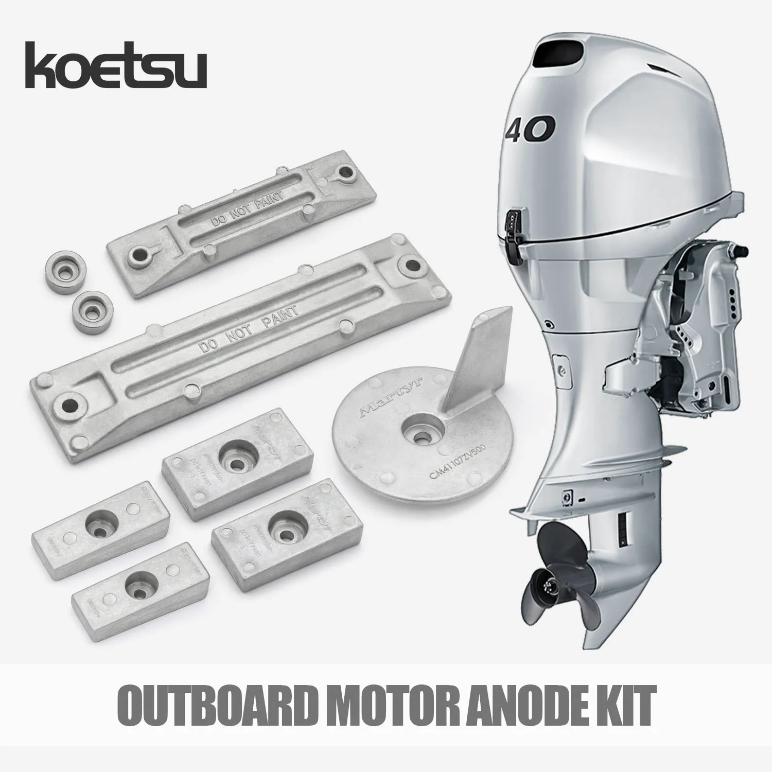 KOETSU Outboard Motor Anode Kit, Suitable for Honda Outboard Motor Corrosion-Resistant Sacrificial Anode Assembly Kit CM826134