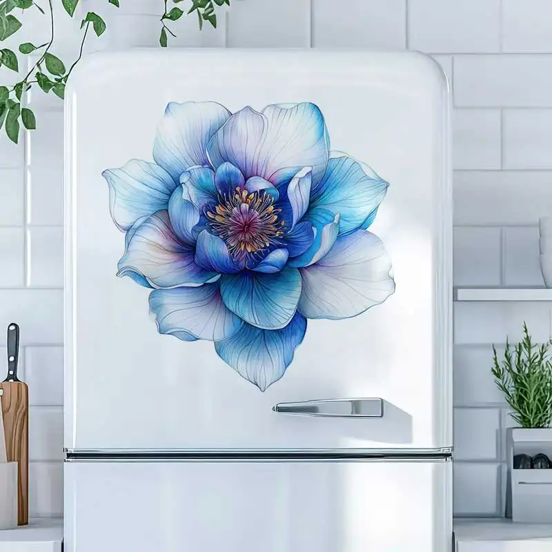 Pink Holographic Flower Decal Waterproof Detachable Wall Sticker for Bathroom Toilet Living Room Cabinet Refrigerator B27