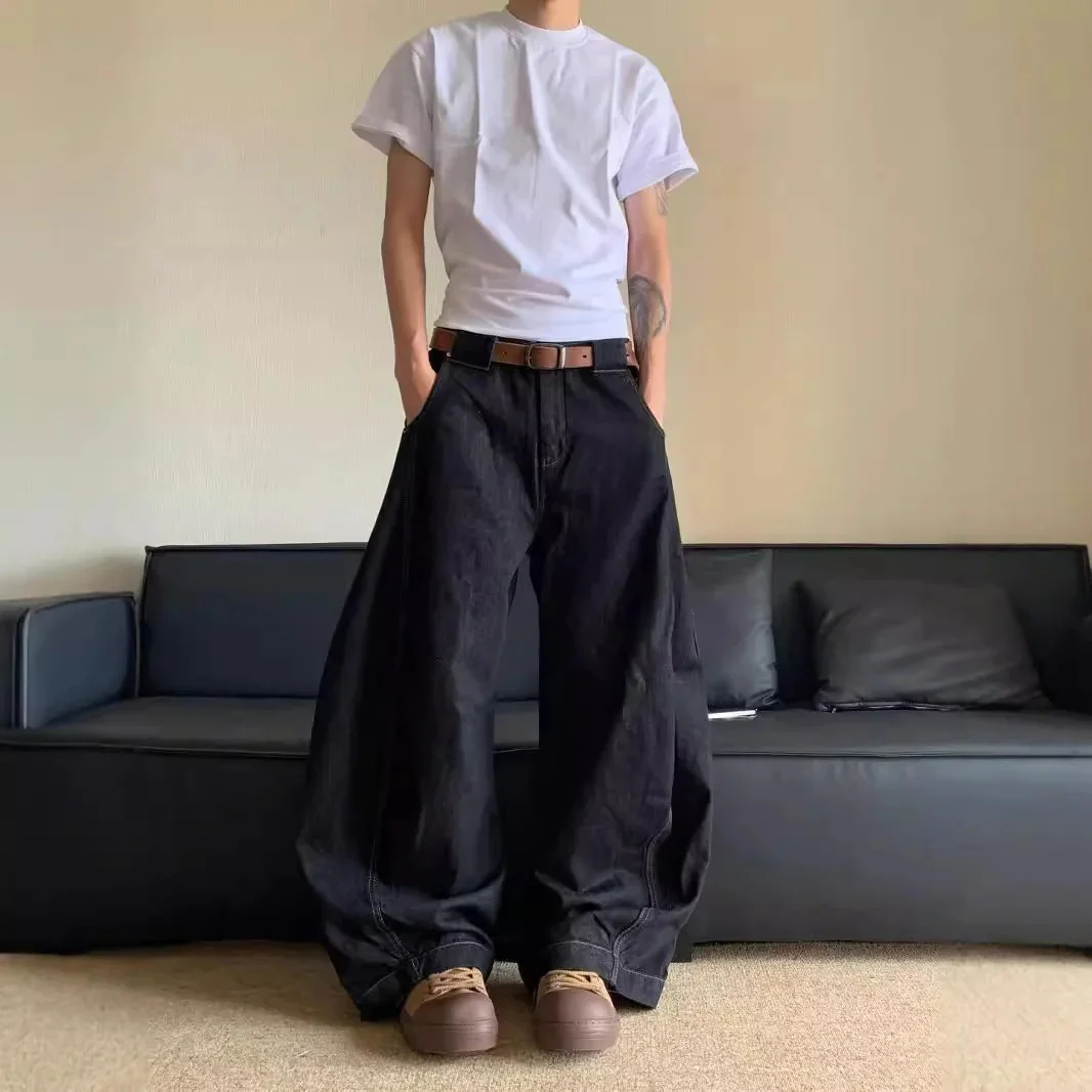 

Baggy Jeans Men Streetwear Chic Y2k Wide Leg Pants 2024 New Bottms High Waist Straight Denim Trousers Casual Korean Femme