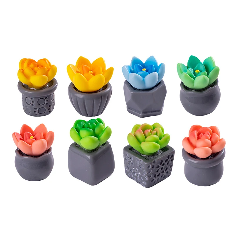 Cartoon Simulation Mini Succulent Potted Plant Miniature Figurine Ornament Kawaii Desktop DIY Home Decoration Accessories Gifts