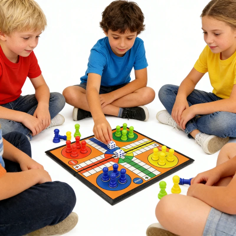 Juego de mesa portátil de Ludo, Ajedrez y Backgammon, plegable, para viajes, fiestas familiares, juguetes para niños, juego de mesa interactivo de estrategia