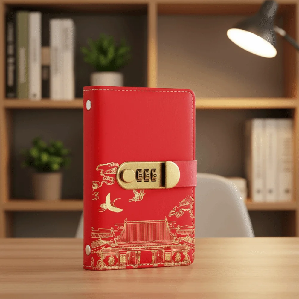 النمط الصيني توفير المال الموثق المحفظة تخزين كتيب الميزانية الموثق مع قفل المغلفات النقدية مع قفل كلمة المرور #4