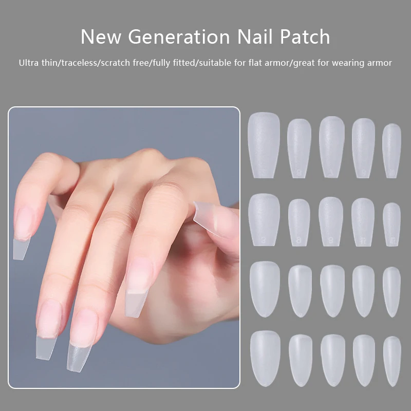 

100Pcs/box Ultrathin Fake Nail Press On False Tip Medium Length Trapezoid Professional Nail Art Tools