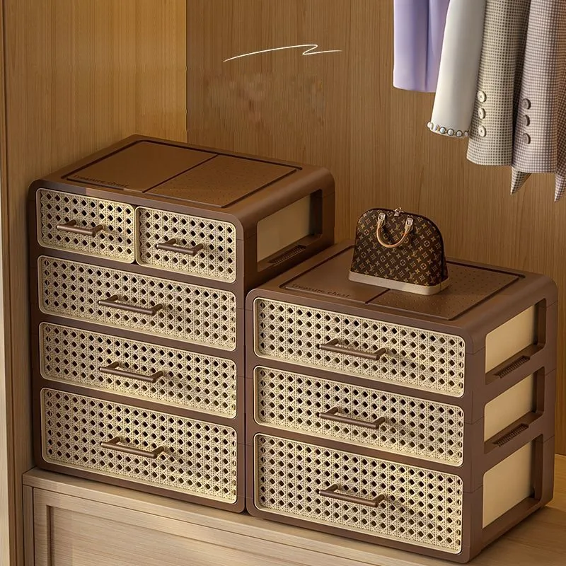 

Household Antique Style Underwear Storage Box Underwear Socks 3 In 1 Compartment Box Close Fitting Clothing Storage Box ZG243