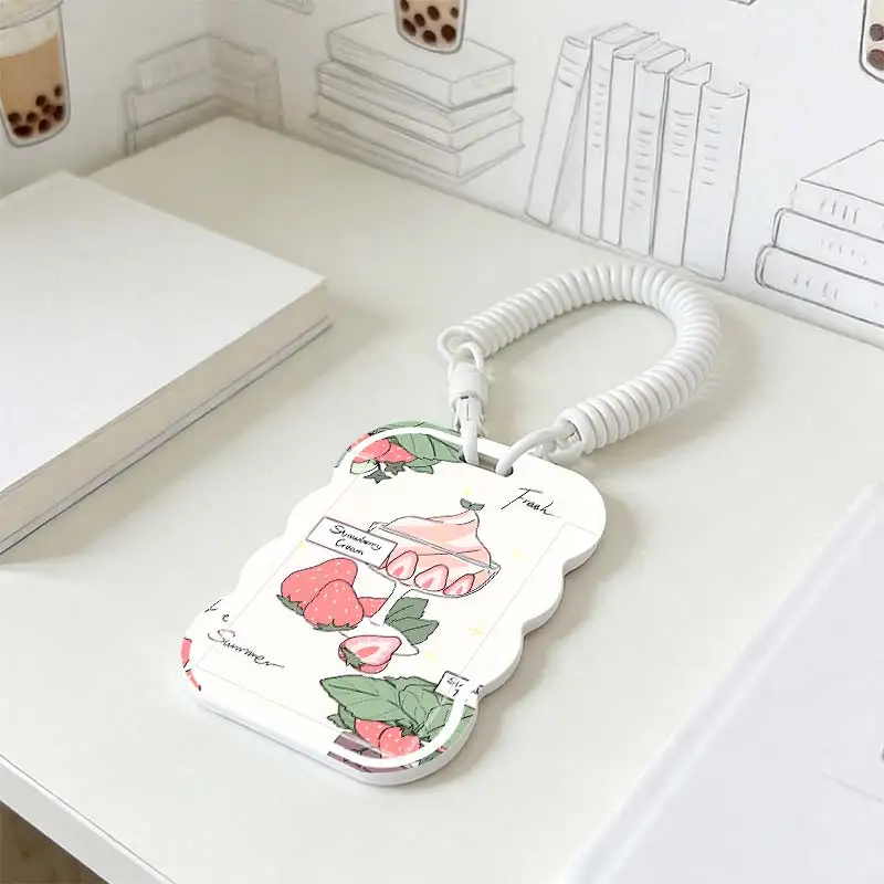 Card Holder for Student Bus/Meal Card Protection Case Stretchable Spring Cord Photo Protector Kpop Photocard Holder