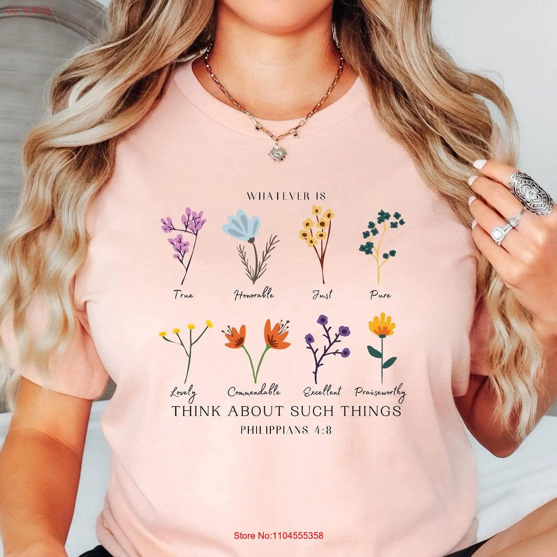 Whatever Is Think About Such Things T Shirt Wildflower Philippians 4 8 Flower Christian Bloom Bible Floral Verse