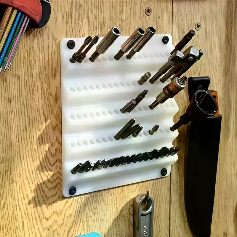 1Pcs Orange Wall Mounted Drill Bit Holder Multi Size Slots Durable For Home Garage Tool Storage