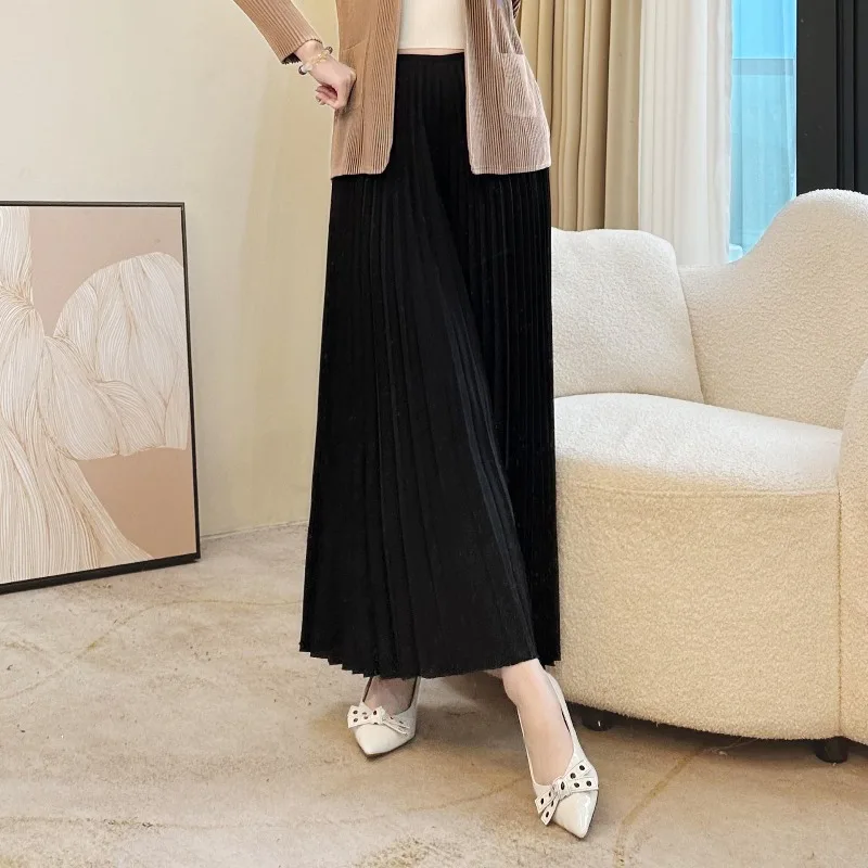 مياكي البيج سراويل تقليدية سراويل نسائية بسيطة متعددة الاستخدامات فضفاضة عالية الخصر ثنيات سليم مياكي بنطال ذو قصة أرجل واسعة أوروبا أمريكا #2