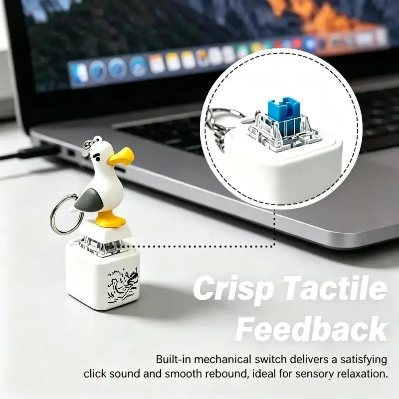 Funny Cute Seagull Shaped Fidget Keyboard Fidget Toys Keychain Finger Button Clicker Decompression Toys